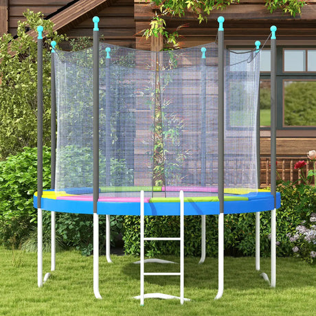 SPORTNOW 10FT Trampoline Spring Cover, Plastic Trampoline Pad Replacement with Elastic Cord, Waterproof, UV Resistant and Tear-Resistant, Multi-Colored
