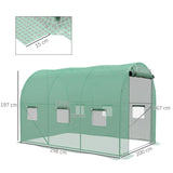 Outsunny Sprinkler System Polytunnel Greenhouse, 3 x 2m, Green