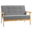 HOMCOM 2 Seater Sofa Modern Linen Fabric Upholstery Tufted Couch with Rubberwood Legs for Living Room and Kitchen, Dark Grey