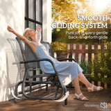 Outsunny 3-Seat Glider Rocking Chair for 3 People Garden Bench Patio Furniture Metal Frame, Grey