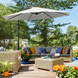Outsunny 3m Banana Umbrella Parasol, Offset Cantilever Parasol Umbrella with Cross Base, Cream White