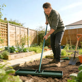 Outsunny Lawn Levelling Rake, 76 x 26 cm Lawn Leveller Lute with 169 cm Handle for Grass Soil Sand Yard Golf Course