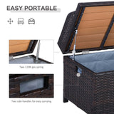 Outsunny 130 L Rattan Garden Storage Box, with Seat - Mixed Brown