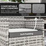 Outsunny Rattan Garden Furniture Set, Outdoor Dining Table and Chairs 4 Seater with Cushions, Square Tempered Glass Top, 4 Armchairs, for Balcony, Terrace, Conservatory, Mixed-Grey