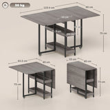 HOMCOM Four-Person Drop Leaf Table - Grey Wood-Effect
