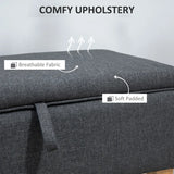 HOMCOM 30L Linen Storage Ottoman Padded Footstool with Rubberwood Legs for Storage Box, Bed End, Shoe Bench, Seating, Dark Grey