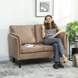 HOMCOM Two-Seater Leathaire Sofa - Light Brown