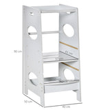 HOMCOM Kids Step Stool Toddler Kitchen Stool Tower with Adjustable Standing Platform, Grey
