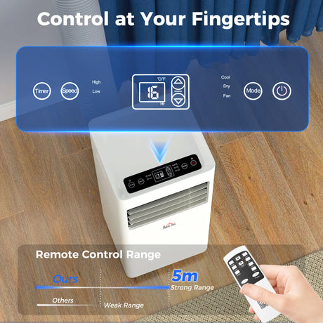 HOMCOM Portable Air Conditioner 5000 BTU, 4-in-1 Cooling, Dehumidifier, Fan, Sleep Mode, Air Conditioning Unit with Digital Display & Remote Control, 24H Timer, Window Venting Kit, for Room up to 18m2