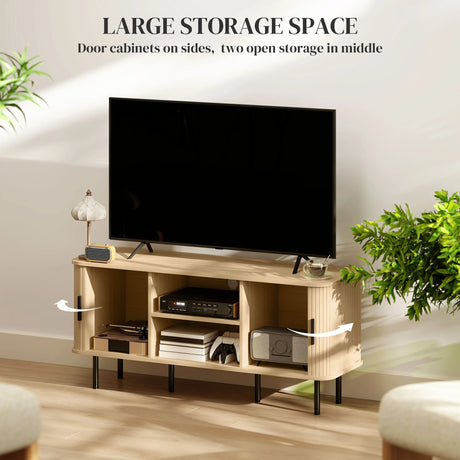 HOMCOM TV Stand Cabinet for TVs up to 55 Inches, TV Unit with Storage Shelves and Cupboard for Living Room, Oak Tone