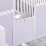 PawHut 7 Panels Playpen with 3 Doors for Baby Dogs, Two-Room Design Puppy Whelping Box - White