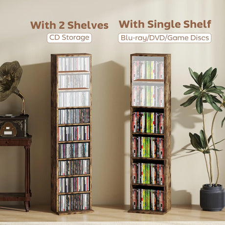 HOMCOM 260 Narrow CD Storage Unit - Rustic Brown