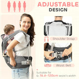 AIYAPLAY 6-in-1 Baby Carrier for Newborns-Toddlers, with Removable Seat, for Ages 0-36 Months, Up to 15kg, Grey