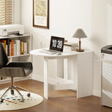 HOMCOM Folding Dining Table, Drop Leaf Table for Small Spaces, Oval Tabletop for Dining Room, Ash Wood-Effect