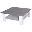 HOMCOM Square Coffee Table, Wooden Coffee Table with Storage, Cocktail Center Tea Table for Home Office, 80W x 80D x 31.5Hcm, Grey and White