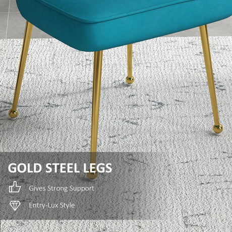 Set of 2 Velvet-Feel Shell Accent Chair - Blue