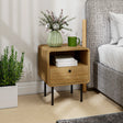 HOMCOM Bedside Table with Drawer and Open Shelf - Oak