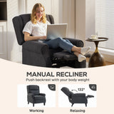 HOMCOM 132 Recliner Armchair, with Extended Footrest - Dark Grey