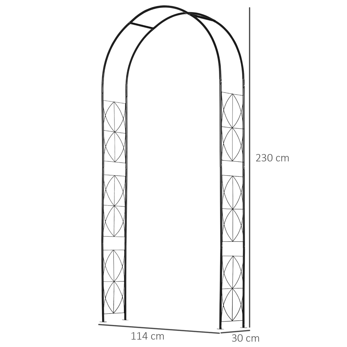 Outsunny Vintage Style Steel Garden Patio Outdoor Arbor & Trellis Arch Support For Vines & Climbing Plants Decoration - Black 2.3H m