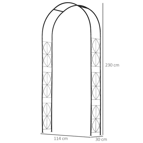 Outsunny Vintage Style Steel Garden Patio Outdoor Arbor & Trellis Arch Support For Vines & Climbing Plants Decoration - Black 2.3H m