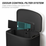 HOMCOM 50L Kitchen Bin with Soft-Close Lid and Stay-Open Function, Stainless Steel Pedal Bin with Removable Inner Bucket, Carry Handle for Kitchen, Office, Home, Black