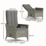 Outsunny 105-150 Reclining Rattan Chair - Grey