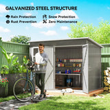 Outsunny 8.5 x 6ft Storage Shed Galvanised Steel Garden Shed, Metal Shed with Foundation Kit, Window, Lockable Wide Doors and Air Vents for Outdoor Patio, Light Grey