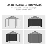 Outsunny 4 m Party Tent Wedding Gazebo Outdoor Waterproof PE Canopy Shade with 6 Removable Side Walls