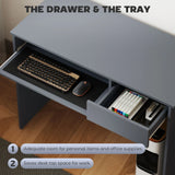 HOMCOM 100cm Compact Computer Desk with Keyboard Tray, Home Office Desk with Drawer for Bedroom Study, Grey
