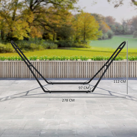 Outsunny 9ft Hammock Stand Adjustable Hammock Frame with Non-Slip Feet for Indoor Outdoor, 250 kg Capacity, Black