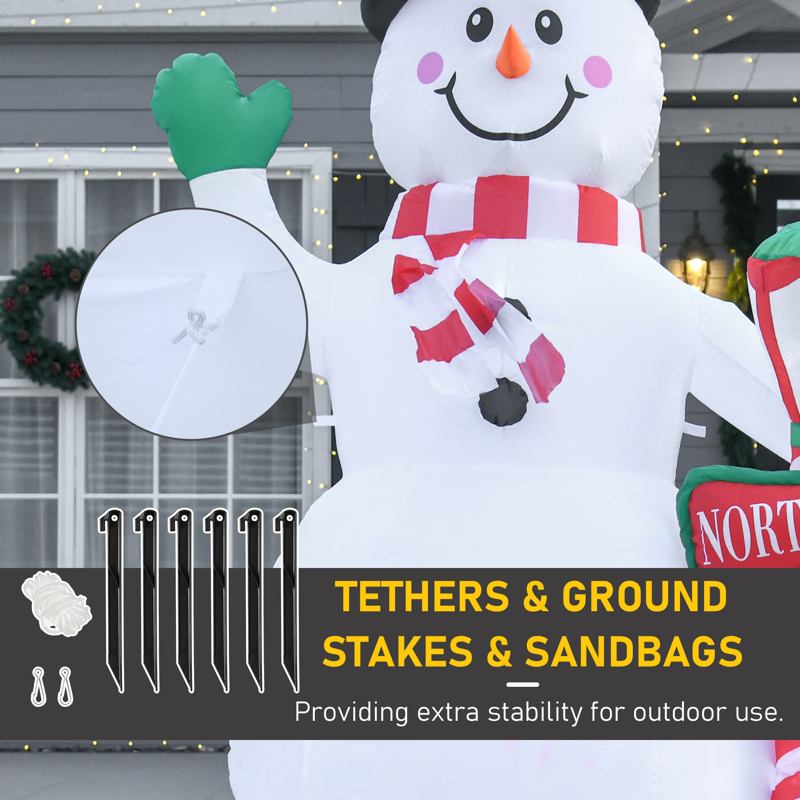 HOMCOM 8ft Tall Christmas Inflatable Snowman with Street Lamp, Lighted for Home Indoor Outdoor Garden Lawn Decoration Party Prop