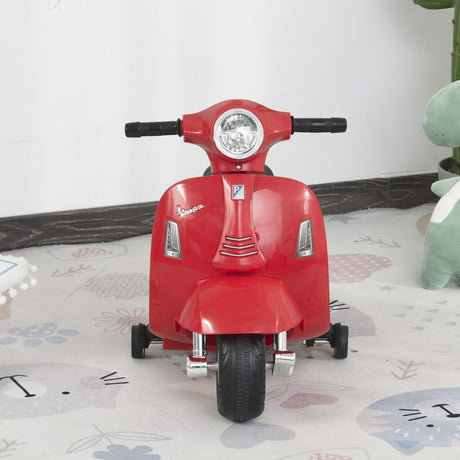 HOMCOM Vespa Licensed 6V Kids Electric Motorbike Ride On Motorcycle  Battery Powered for 18-36 Months with Horn Headlight Red