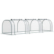 Outsunny Mini Greenhouse, Small Polytunnel Green House with Zipped Doors, Steel Frame for Garden Patio, 300 x 100 x 80cm, Clear