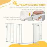 PawHut Pet Safety Gate, 3 Panels Playpen Fireplace, Metal Fence, Stair Barrier, Room Divider w/ Walk-Through Door - White