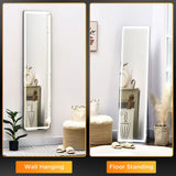 HOMCOM Full-Length Mirror with LED Lights and Remote Control, Freestanding Floor Mirror with Dimming & 3 Color Modes, Wall Mounted Full Body Mirror for Bedroom