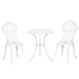 Outsunny 3 Pcs Aluminium Bistro Set Garden Furniture Dining Table Chairs Antique Outdoor Seat Patio Seater White