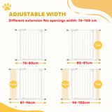 PawHut Adjustable Safety Gate w/ Two Extensions, Four Adjustable Screws, White