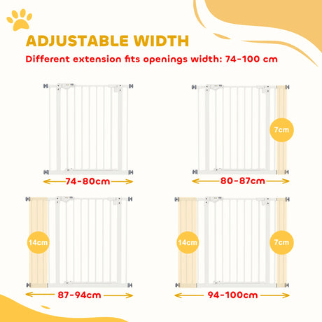 PawHut Adjustable Safety Gate w/ Two Extensions, Four Adjustable Screws, White