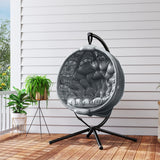 Outsunny Round Egg Basket Chair, with Steel Stand, Charcoal Grey