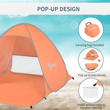 Outsunny 2 Person Pop Up UV Shelter Shade-Orange