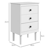 HOMCOM Set of Two Three-Drawer Modern Bedside Tables - White