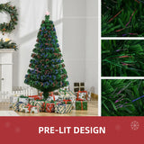 HOMCOM 5FT Pre-Lit Fibre Optic Artificial Christmas Tree Holiday Xmas Dcor with Tree Topper Multi-Colour