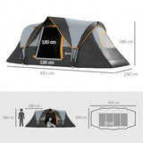 Outsunny 5-6 Man Dome Camping Tent Hiking Shelter UV Protection 3000mm Water Resistant Tunnel Tent - Multicolor