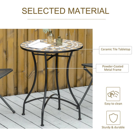 Outsunny 60cm Mosaic Outdoor Patio Table - Grey