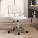 Vinsetto Armless Velvet-Feel Office Chair - Cream White