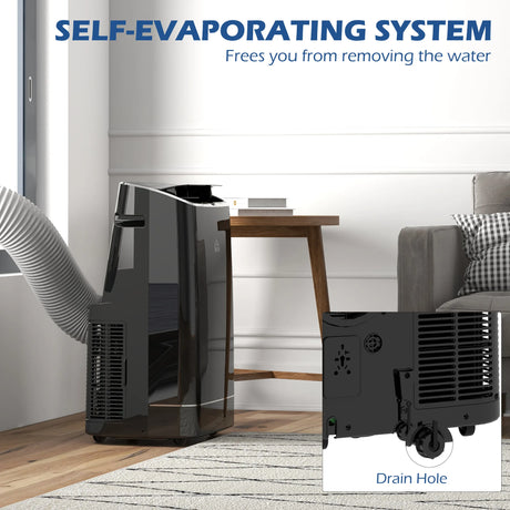 HOMCOM 14000 BTU Mobile Air Conditioner, 35m2, Smart Home WiFi, with Dehumidifier, Fan, 24H Timer, Window Kit, Black