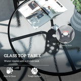 Outsunny Five-Piece Steel Patio Set, with Glass-Top Table - Dark Blue
