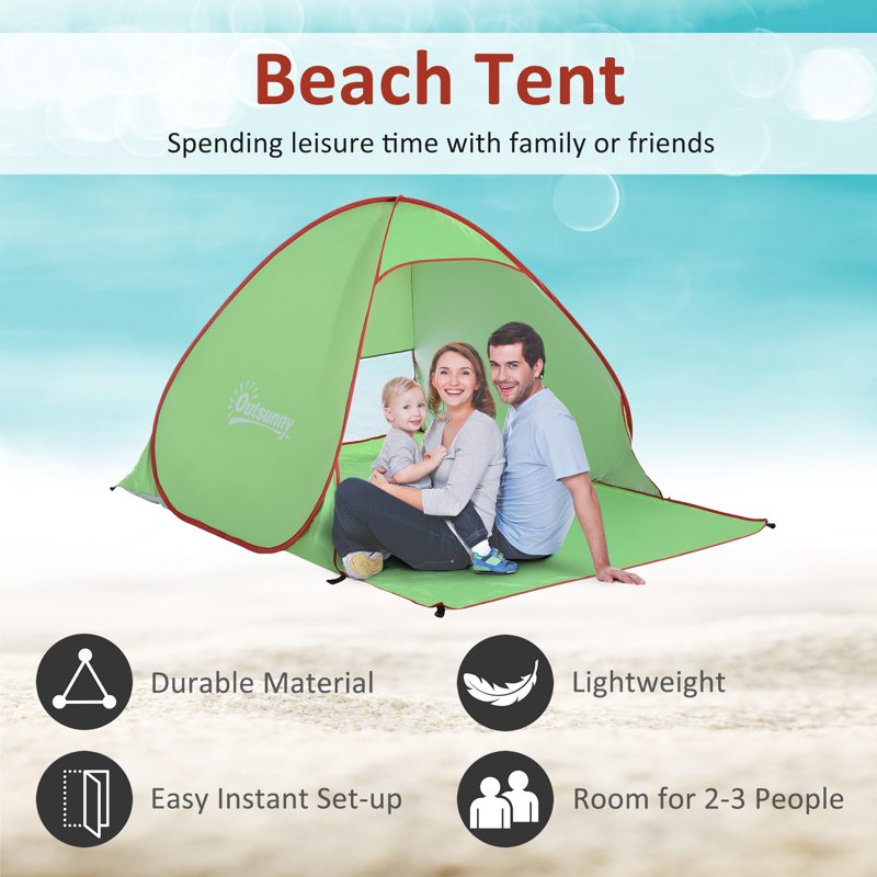 Outsunny Pop Up Tent Beach Fishing Camping UV Protection Patio Sun Shade Shelter