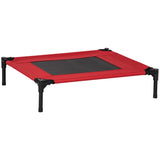 PawHut Raised Dog Bed Cat Elevated Lifted Portable Camping w/ Metal Frame Black and Red (Medium)