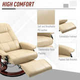 HOMCOM Reclining Swivel Chair, with Footrest - Cream White